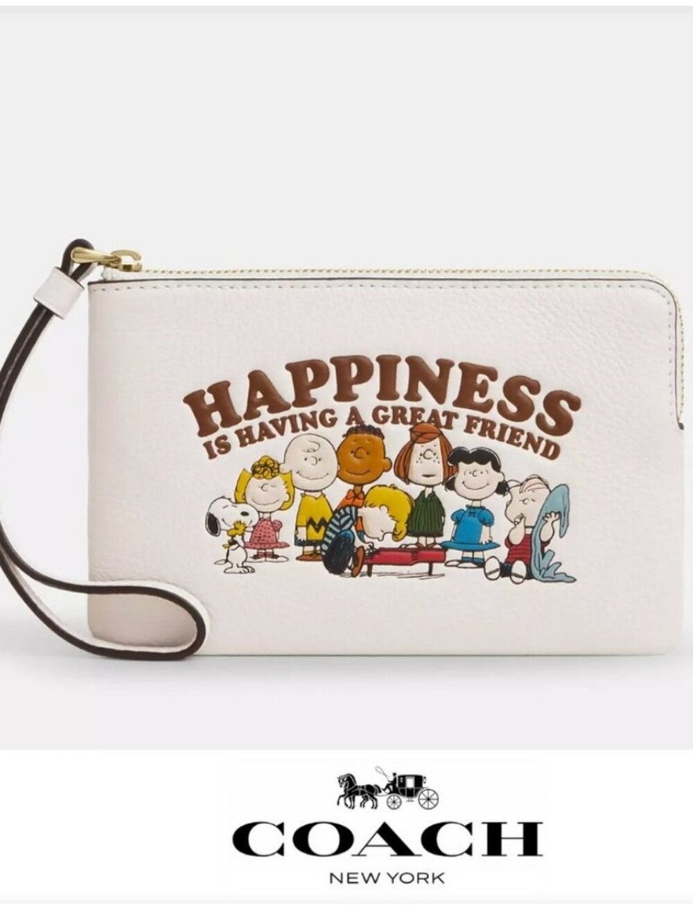 Coach X Peanuts Corner Zip Wristlet Happiness Snoopy & Friends CBP29 - Picture 2 of 15